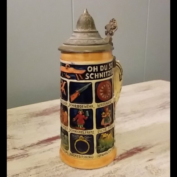 Think Oktoberfest! 1950's Musterschutz Lidded Stein - Picture 4 of 9